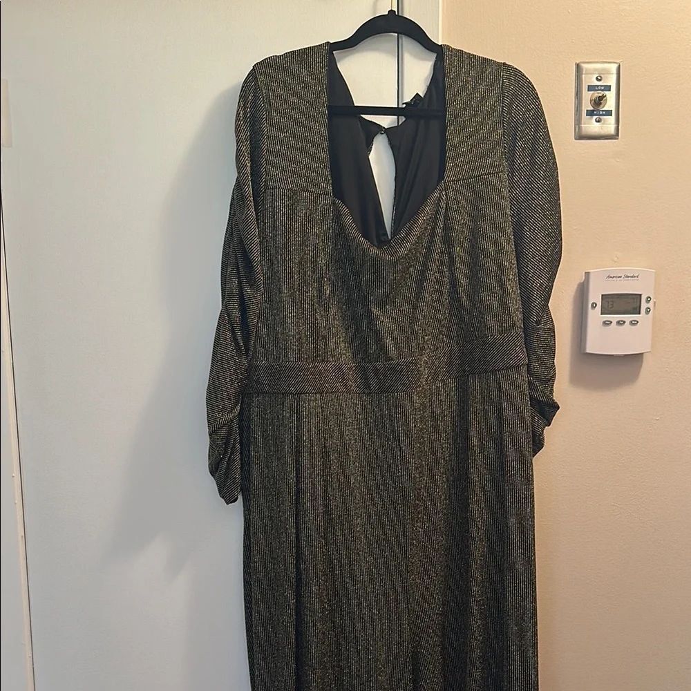 Torrid Black and Gold Dolman Sleeve Jumpsuit